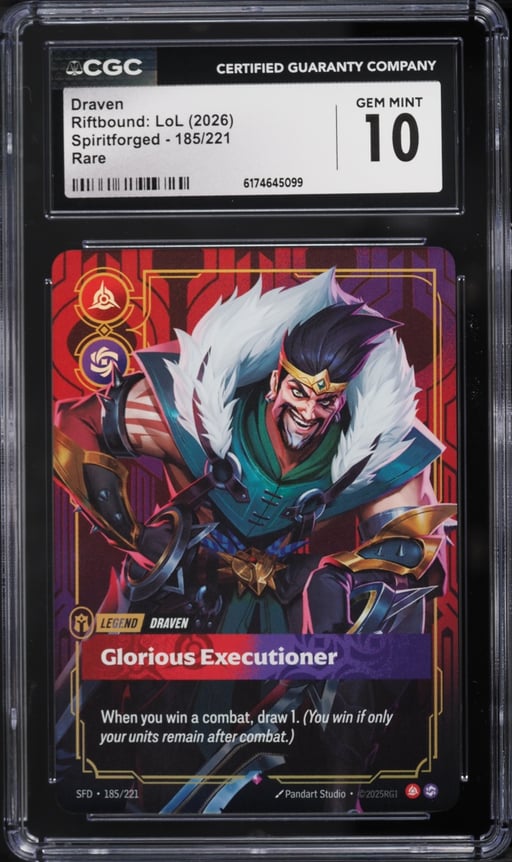 2026 Riftbound League Of Legends LoL Spiritforged Draven #185 CGC 10 GEM MINT