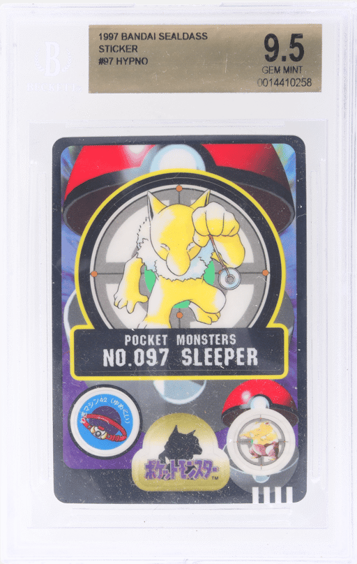 1997 Pokemon Bandai Sealdass Sticker Hypno #97 BGS 9.5