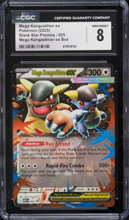 2025 Pokemon Mega Evolution Black Star Promo Box Mega Kangaskhan Ex #25 CGC 8 NM-MT