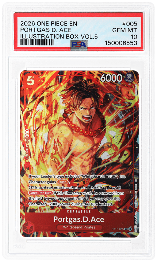 2026 One Piece Promo Illustration Box Volume 5 Portgas D. Ace #ST15-005 PSA 10
