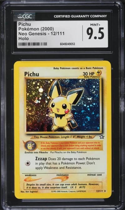 2000 Pokemon Neo Genesis Holo Pichu #12 CGC 9.5 MINT+