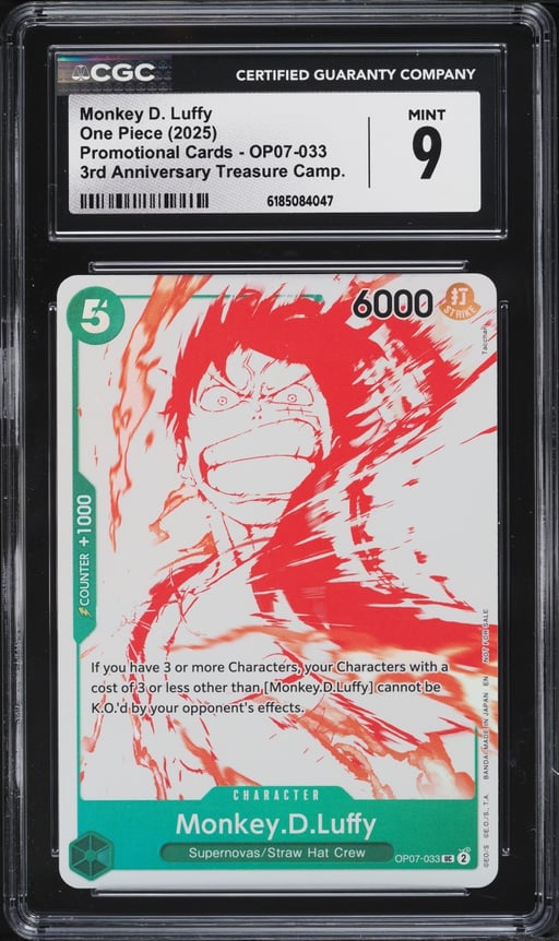 2025 One Piece Promo 3rd Anniversary Treasure Campaign Monkey D. Luffy #OP07-033 CGC 9 MINT