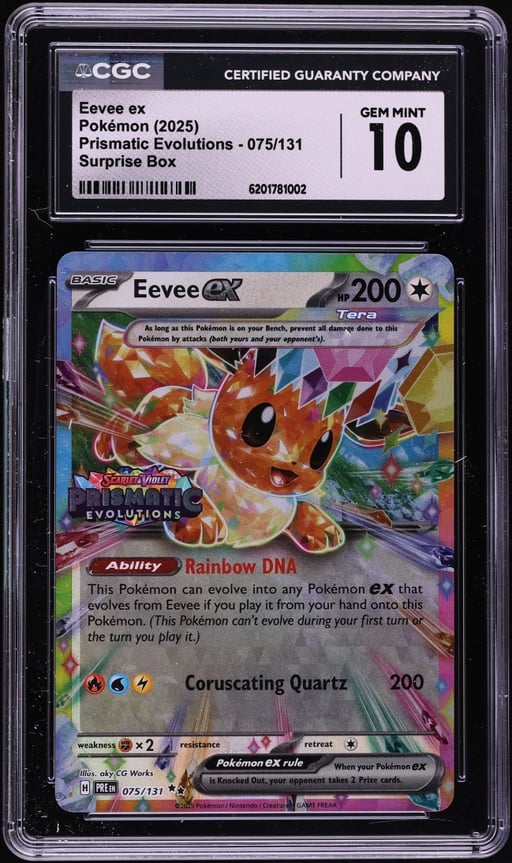 2025 Pokemon SV Prismatic Evolutions Surprise Box Holo Eevee ex #75 CGC 10 GEM MINT
