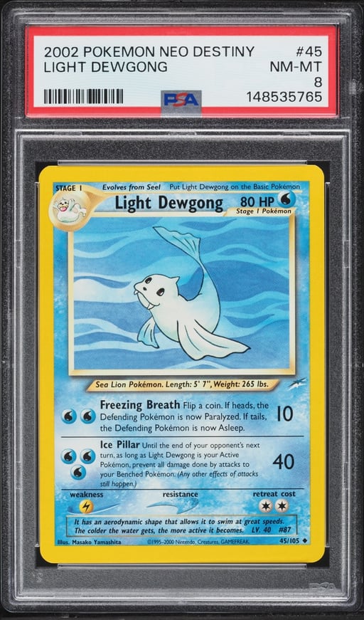 2002 Pokemon Neo Destiny Light Dewgong #45 PSA 8 NM-MT