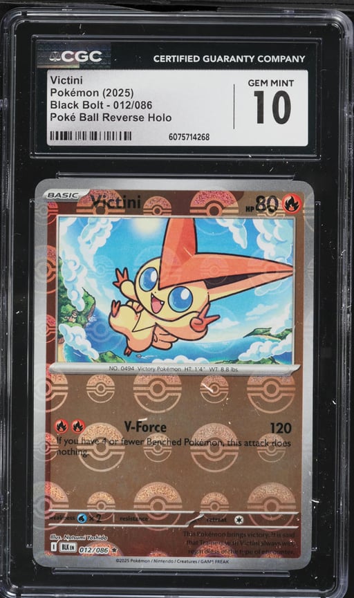 2025 Pokemon Scarlet & Violet Black Bolt Poke Ball Reverse Holo Victini #12 CGC 10 GEM MINT