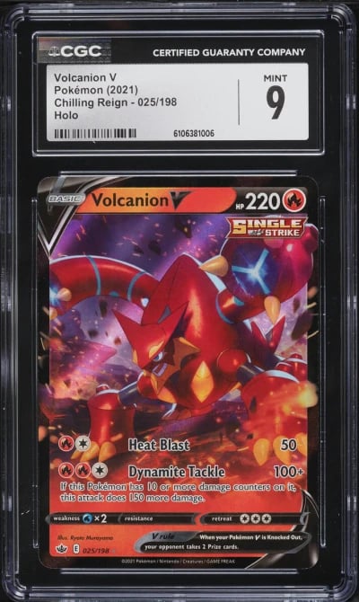 2021 Pokemon Sword & Shield Chilling Reign Holo Volcanion V #025 CGC 9 MINT