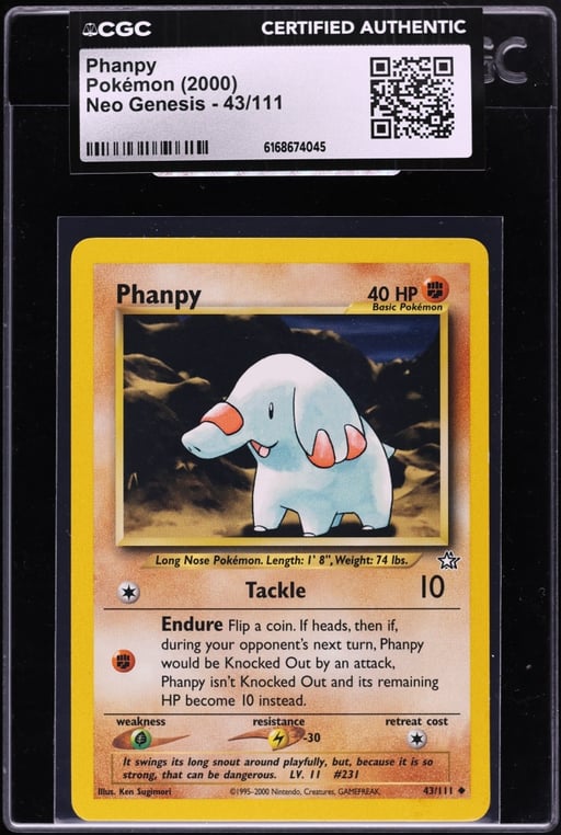 2000 Pokemon Neo Genesis Phanpy #43 CGC AUTH