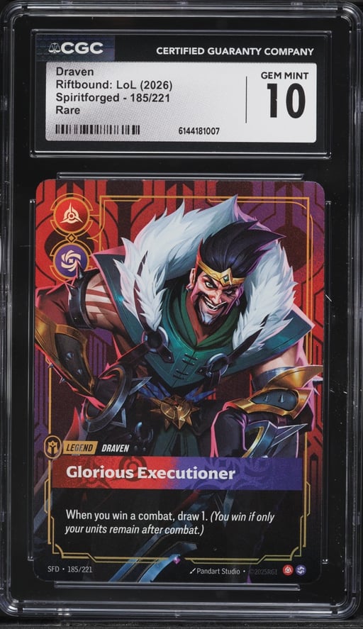 2026 Riftbound League Of Legends LoL Spiritforged Draven #185 CGC 10 GEM MINT