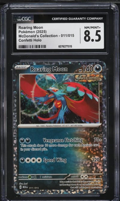 2025 Pokemon SV McDonald's Collection Confetti Holo Roaring Moon #11 CGC 8.5