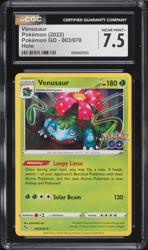 2022 Pokemon Sword & Shield Pokemon GO Holo Venusaur #3 CGC 7.5 NRMT+