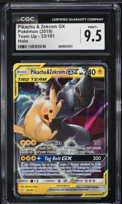 2019 Pokemon Sun & Moon Team Up Pikachu & Zekrom GX #33 CGC 9.5 MINT+