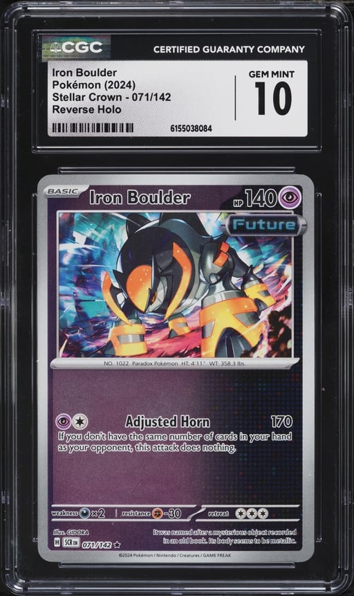 2024 Pokemon Stellar Crown Reverse Holo Iron Boulder #071 CGC 10 GEM MINT