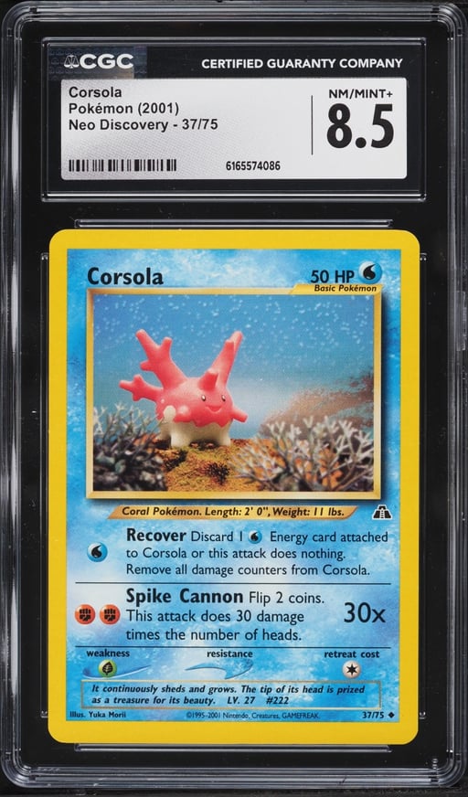 2001 Pokemon Neo Discovery Corsola #37 CGC 8.5 NM-MT+