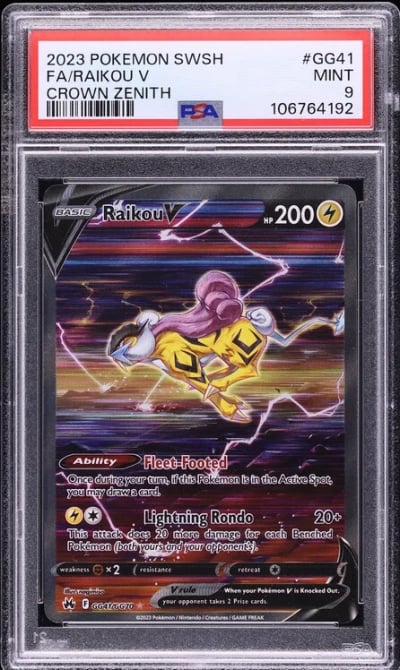 2023 Pokemon Sword & Shield Crown Zenith Alt Art Raikou V #GG41 PSA 9 MINT