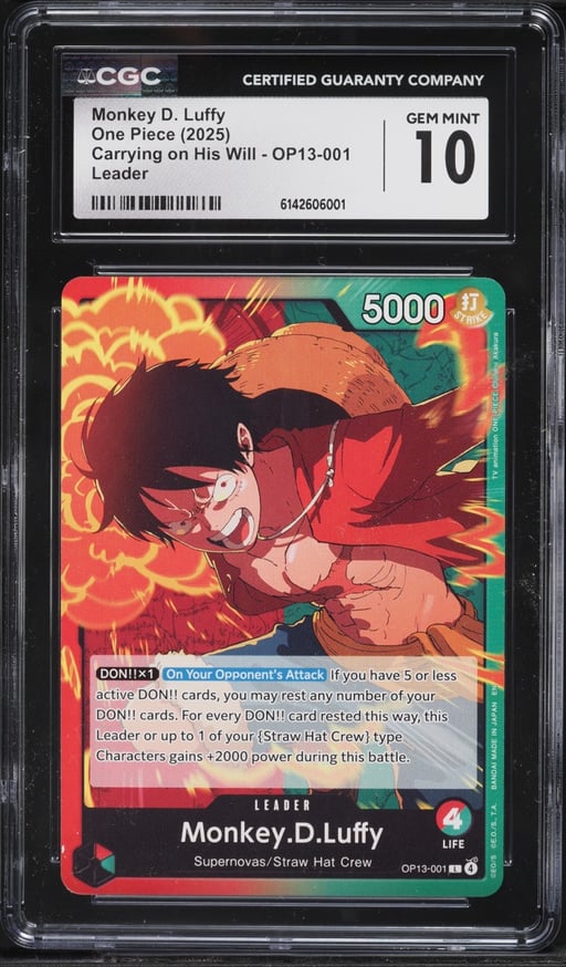 2025 One Piece Carrying On His Will Leader Monkey D. Luffy #OP13-001 CGC 10 GEM MINT