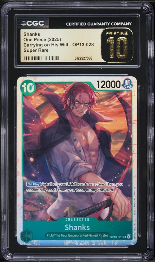 2025 One Piece Carrying On His Will SR Shanks #OP13-028 CGC 10 PRISTINE
