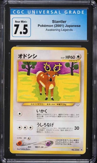 2000 Pokemon Japanese Awakening Legends Stantler #234 CGC 7.5 NRMT+