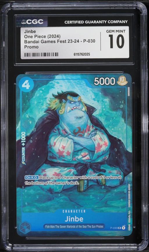 2024 One Piece Bandai Games Fest '23 Alt Art Jinbe #P-030 CGC 10 GEM MINT