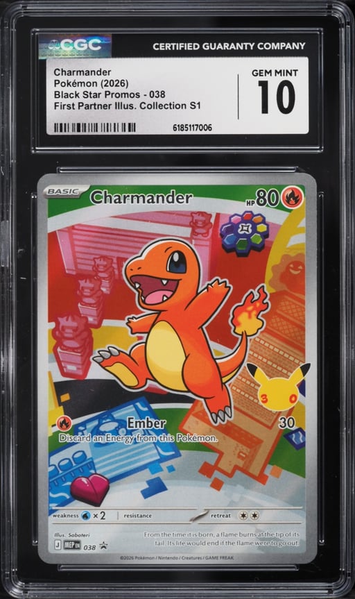 2026 Pokemon Mega Evolution Promo First Partner Illustration S1 Full Art Charmander #38 CGC 10