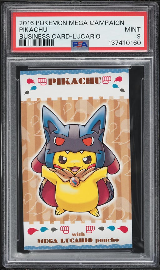 2015 Pokemon Japanese XY Promo MC Business Card Lucario Poncho Pikachu PSA 9 MINT