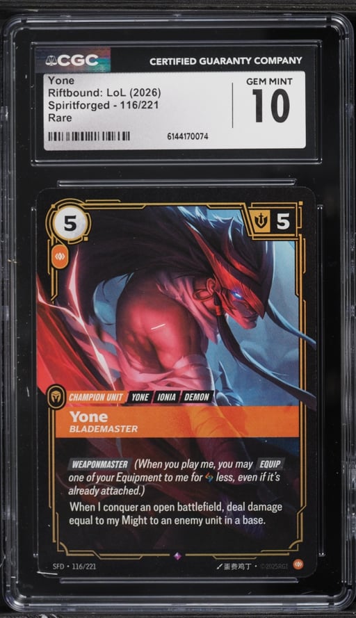 2026 Riftbound League Of Legends Spiritforged Yone #116 CGC 10 GEM MINT