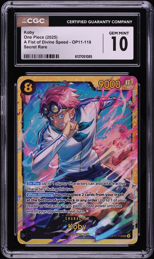 2025 One Piece A Fist Of Divine Speed SEC Koby #OP11-119 CGC 10 GEM MINT