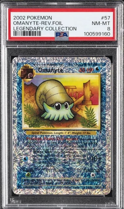 2002 POKEMON LEGENDARY COLLECTION #57 OMANYTE-REVERSE FOIL PSA 8