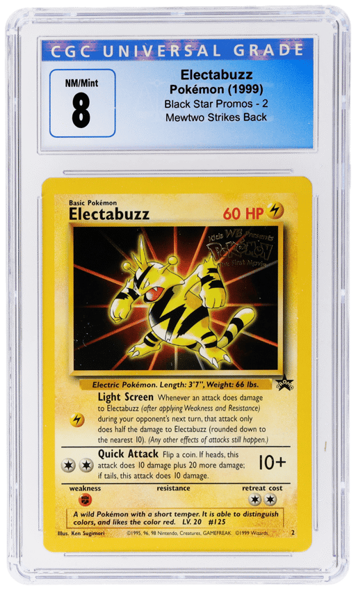 1999 Pokemon Wizards of the Coast Black Star Promo Mewtwo Strikes Back Electabuzz #2 CGC 8