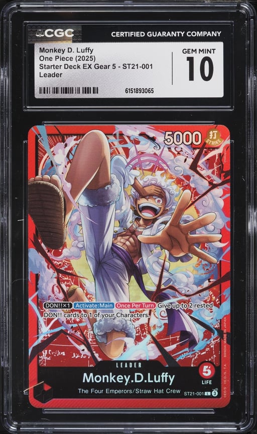 2025 One Piece Starter Deck EX Gear 5 Leader Monkey D. Luffy #ST21-001 CGC 10 GEM MINT