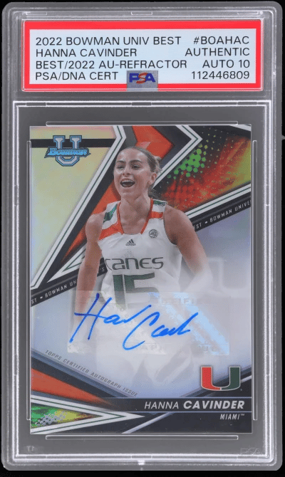 2022 Bowman's Best University Best of '22 Autograph Refractor Hanna Cavinder #BOAHAC PSA Auth