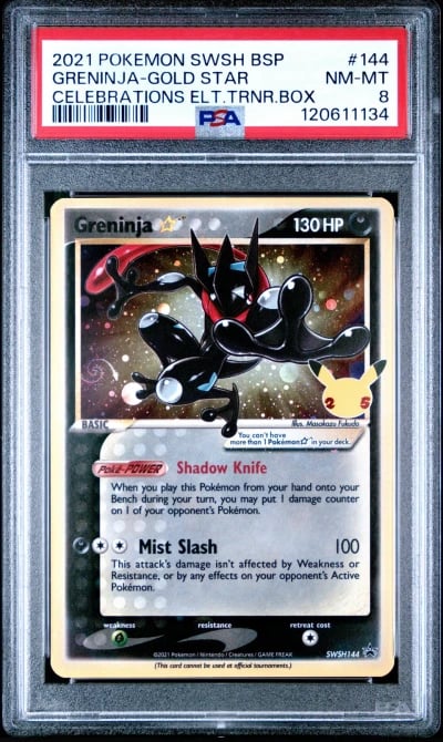 2021 POKEMON SWSH BLACK STAR PROMO #144 GRENINJA-GOLD STAR PSA 8