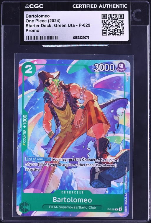 2024 One Piece Promo Starter Deck Green Uta Bartolomeo #P-029 CGC AUTH