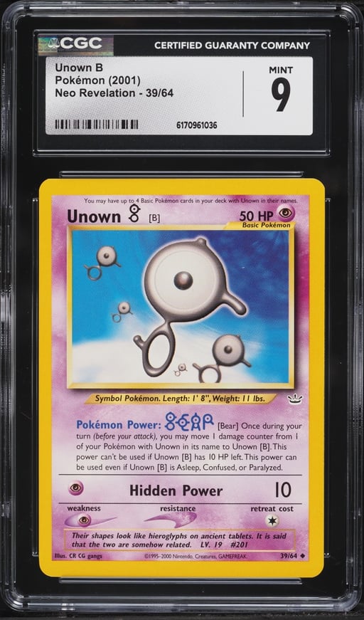 2001 Pokemon Neo Revelation Unown B #39 CGC 9 MINT