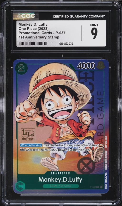 2023 One Piece Promo 1st Anniversary Stamp Alt Art Monkey D. Luffy #P-037 CGC 9 MINT