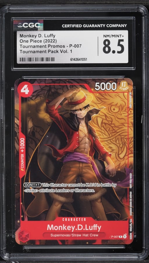 2022 One Piece Tournament Promo Pack Vol 1 Monkey D. Luffy #P-007 CGC 8.5 NM-MT+