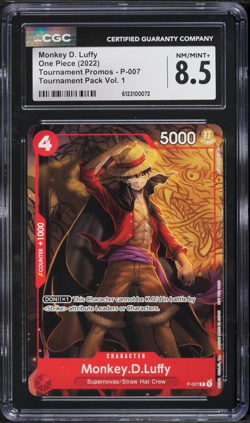 2022 One Piece Promo Tournament Pack Volume 1 Monkey D. Luffy #P-007 CGC 8.5 NM-MT+