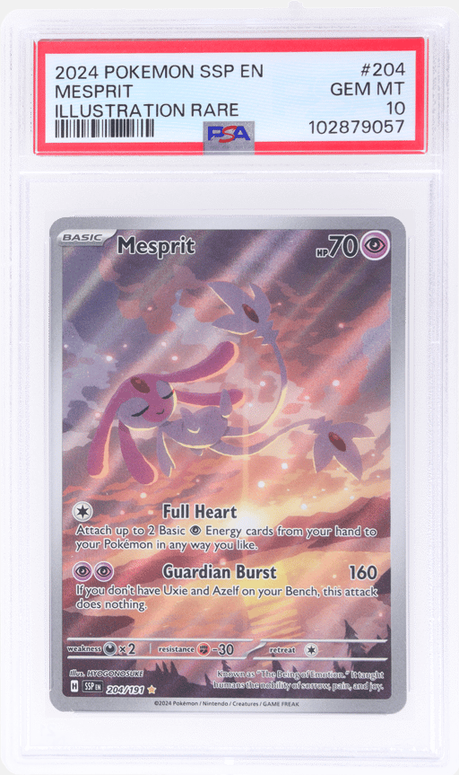 2024 Pokemon Scarlet and Violet Surging Sparks Illustration Rare Mesprit #204 PSA 10