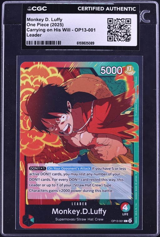2025 One Piece Carrying On His Will Leader Monkey D. Luffy #OP13-001 CGC AUTH