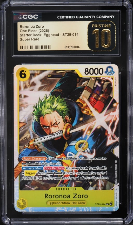 2026 One Piece Starter Deck Egghead SR Roronoa Zoro #ST29-014 CGC 10 PRISTINE