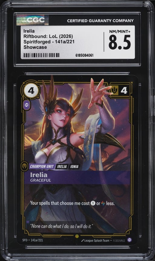 2026 Riftbound League Of Legends LoL Showcase Spiritforged Irelia #141a CGC 8.5 NM-MT+