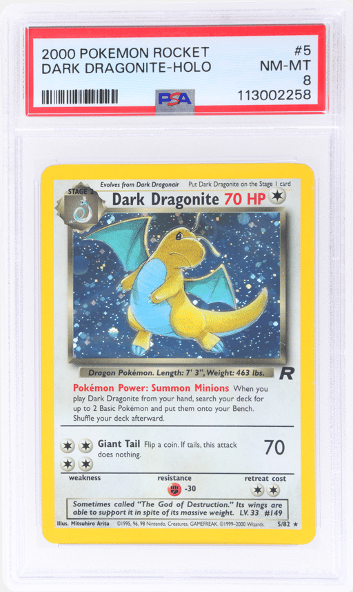 2000 Pokemon Team Rocket Holo Dark Dragonite #5 PSA 8