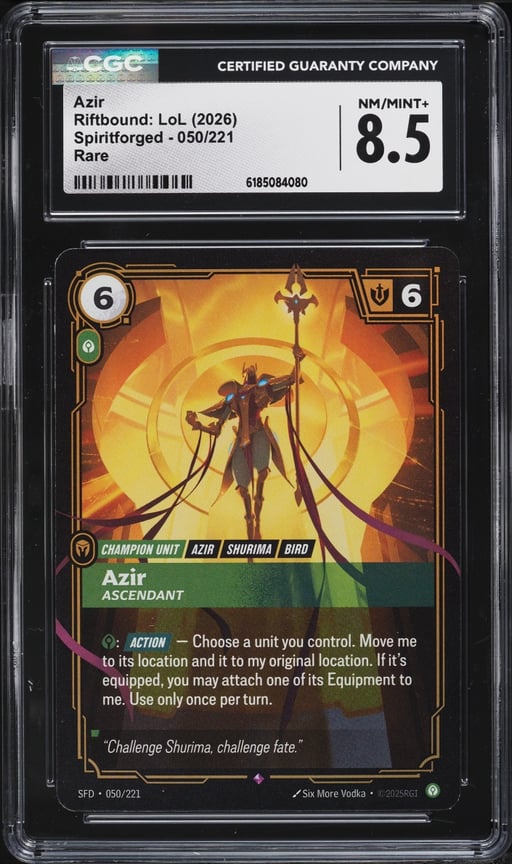 2026 Riftbound League Of Legends LoL Spiritforged Azir #050 CGC 8.5 NM-MT+