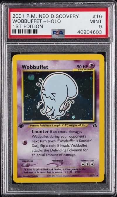 2001 POKEMON NEO DISCOVERY 1ST ED #16 WOBBUFFET-HOLO PSA 9