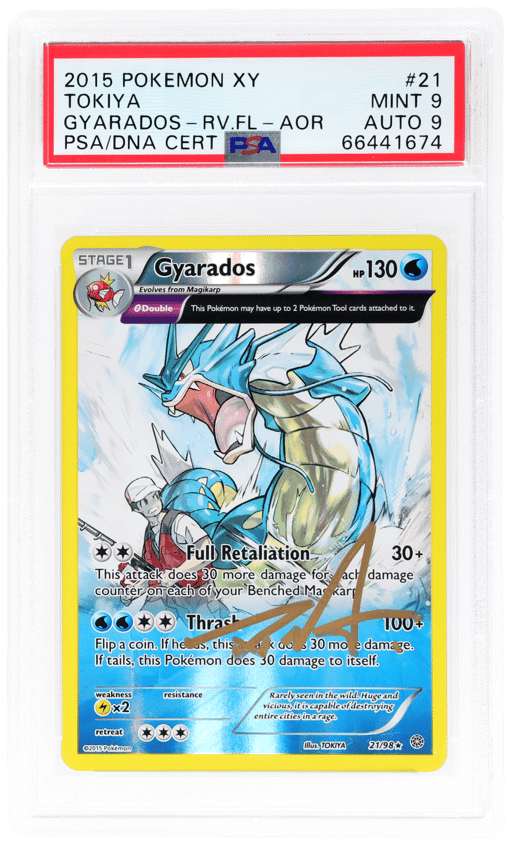 2015 Pokemon XY Ancient Origins Gyrados Reverse Holo Signed Tokiya #21 PSA 9