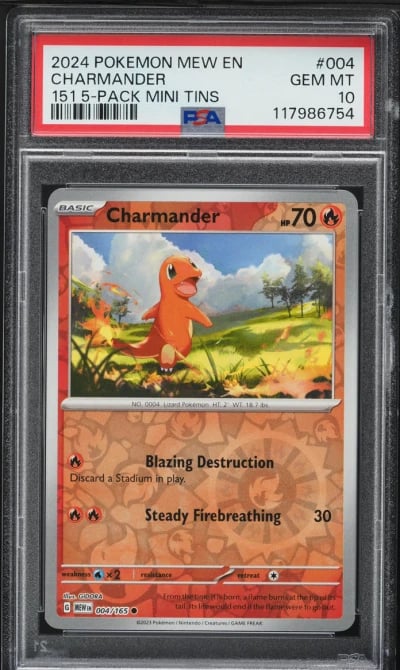 2024 Pokemon Mew En-151 5 Pack Mini Tin Charmander #004 PSA 10 GEM MINT