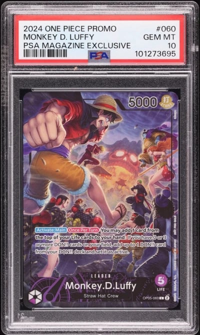 2024 One Piece Promo PSA Magazine Leader Monkey D. Luffy #OP05-060 PSA 10 GEM MINT