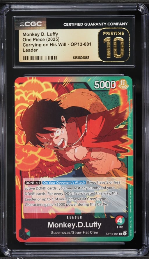 2025 One Piece Carrying On His Will Leader Monkey D. Luffy #OP13-001 CGC 10 PRISTINE