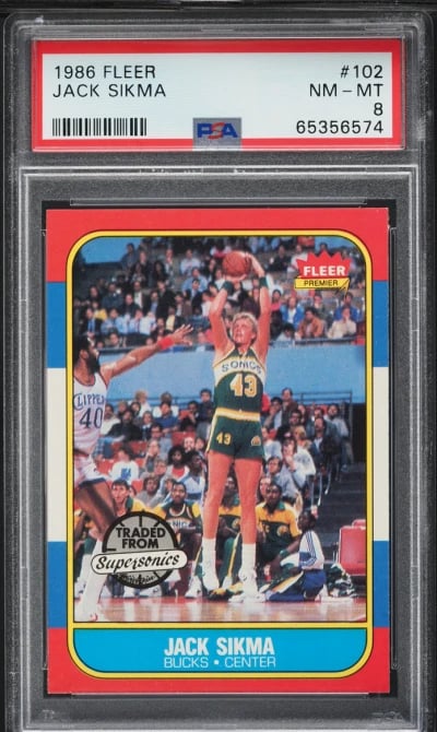 1986 Fleer Basketball Jack Sikma #102 PSA 8 NM-MT