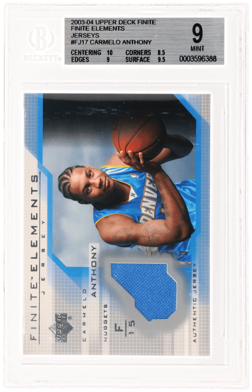 2003 Upper Deck Finite Elements Jersey Carmelo Anthony #FJ17 BGS 9