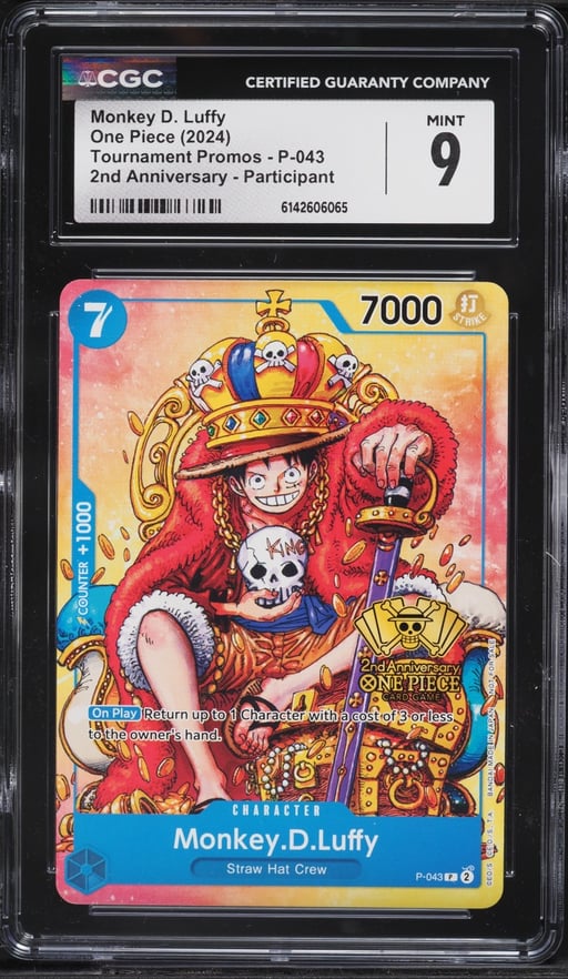 2024 One Piece Tournament Promo 2nd Anniversary Alt Art Monkey D. Luffy #P-043 CGC 9 MINT